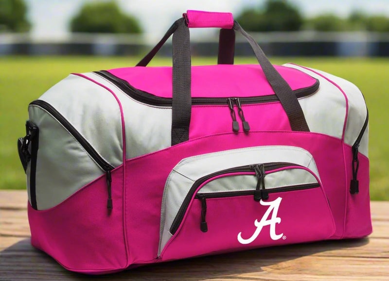 Broad Bay University of Alabama Duffel Bag - Large Bama Suitcase Travel Duffle or Sports Gear Gym Bag (Alabama Circle Logo - Red) (Alabama A - Pink) - Image 2